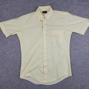 Beau Brummel Shirt Mens Medium Yellow‎ Solid Button Front Short Sleeve Casual